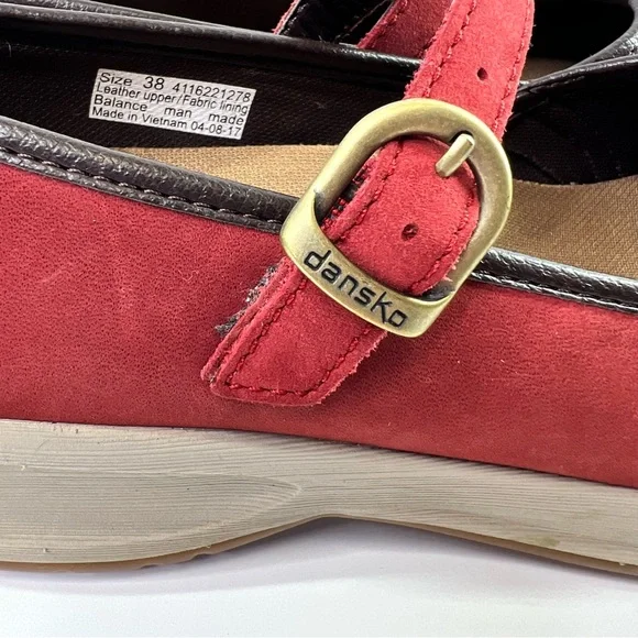 Dansko Steffi Mary Jane Platform Shoes Red Leather Size 38 - Picture 7 of 15